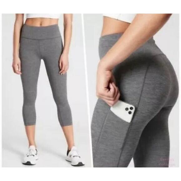 Athleta Ultimate Stash Pocket Capri Grey Heather NWOT Size XS Yoga Pilates Barre - Picture 1 of 11